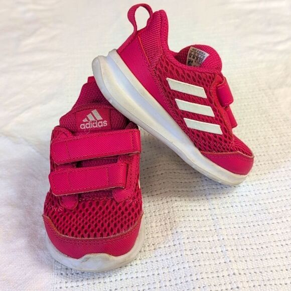 Adidas Little Girls 5 Pink Velcro Sneakers - Picture 1 of 8
